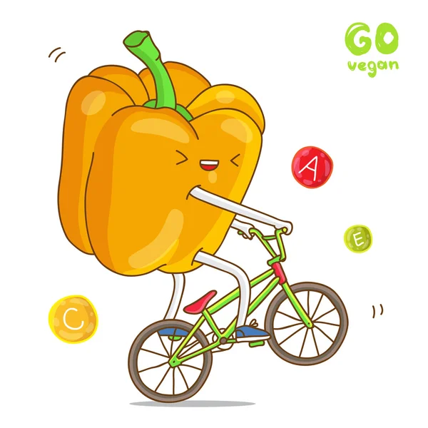 Pepper monta en bicicleta — Vector de stock