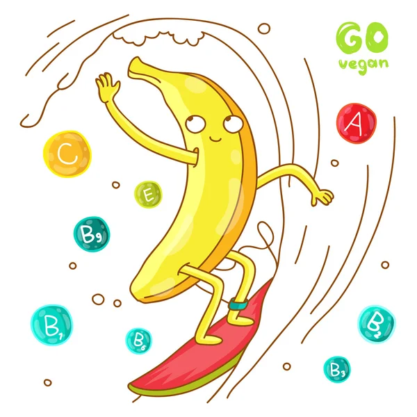 Surf amarillo plátano — Vector de stock