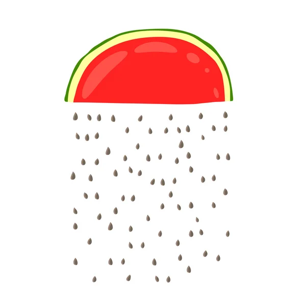 Una pioggia di semi dalle fette di anguria rossa — Vettoriale Stock