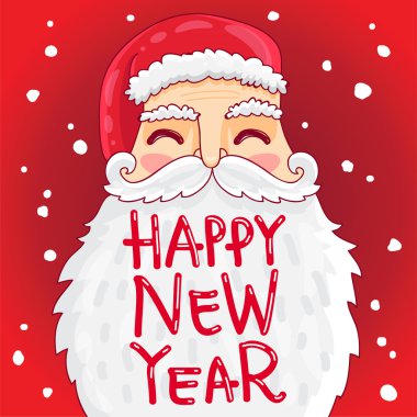 Sevimli ve eğlenceli Santa bir gür bıyık ve sakal