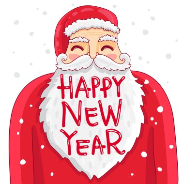 Sevimli ve eğlenceli Santa bir gür bıyık ve sakal