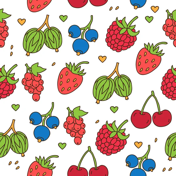 Seamless vector pattern of different colored berries — Stock Vector