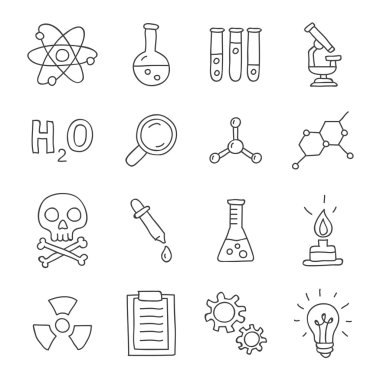 Kimya. Çizilmiş vektör simgeler