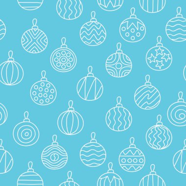 Sorunsuz vektör desen çeşitli Noel topları