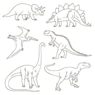 Farklı tarihsel şirin ve komik dinozorlar