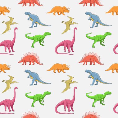 Sorunsuz vektör desen çeşitli Dinozorların Şafağı