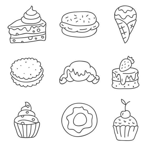 Farklı lezzetli tatlılar. Vektör simgeler