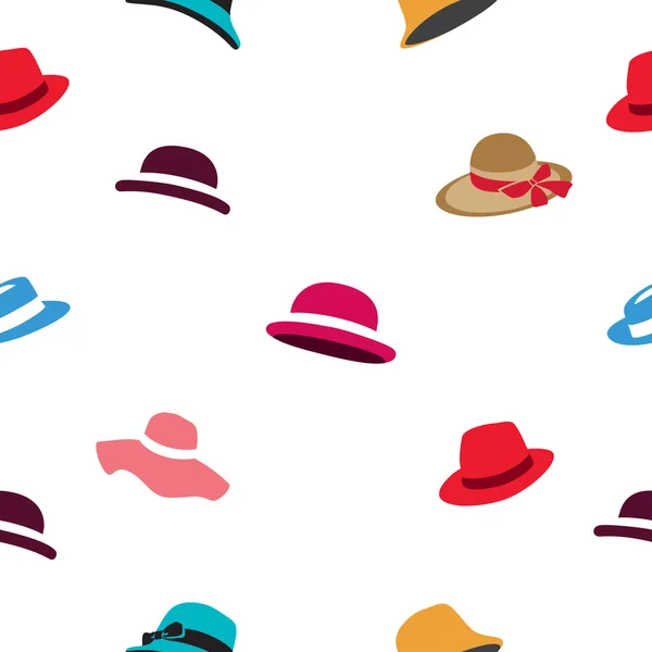 Seamless vector pattern of different colored hats — Stock Vector