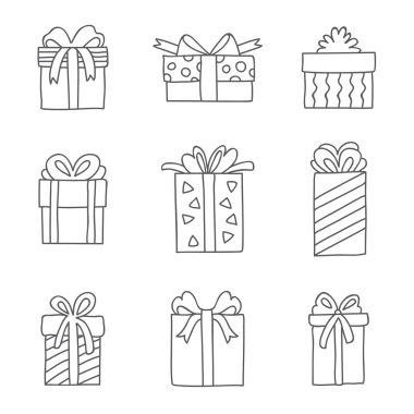 Hediye kutuları. Vektör simgeler