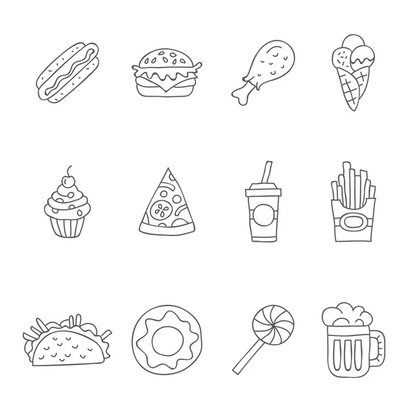 Comida rápida. Iconos vectoriales — Vector de stock