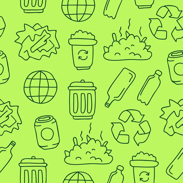 Seamless vector pattern of the icons of the trash — Stock Vector