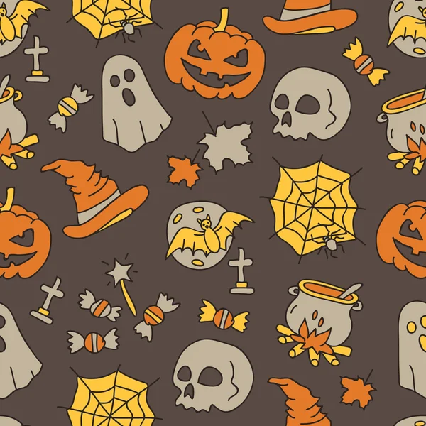 Patrón de vector inconsútil del icono de Halloween — Archivo Imágenes Vectoriales
