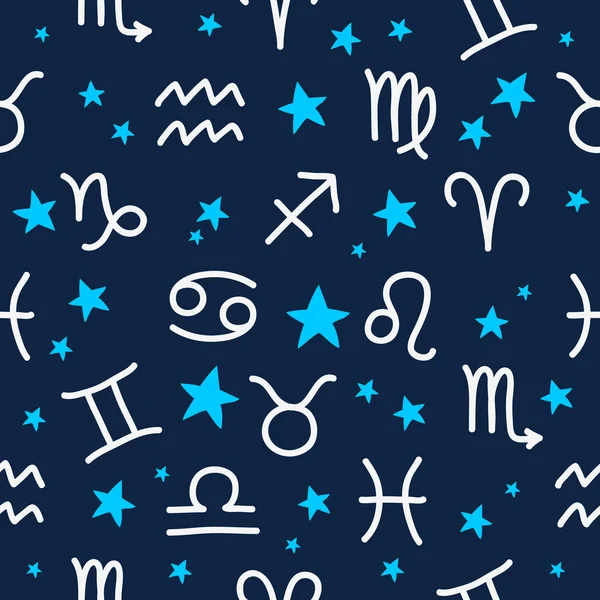 Nahtlose Vektormuster der Symbole im Horoskop — Stockvektor