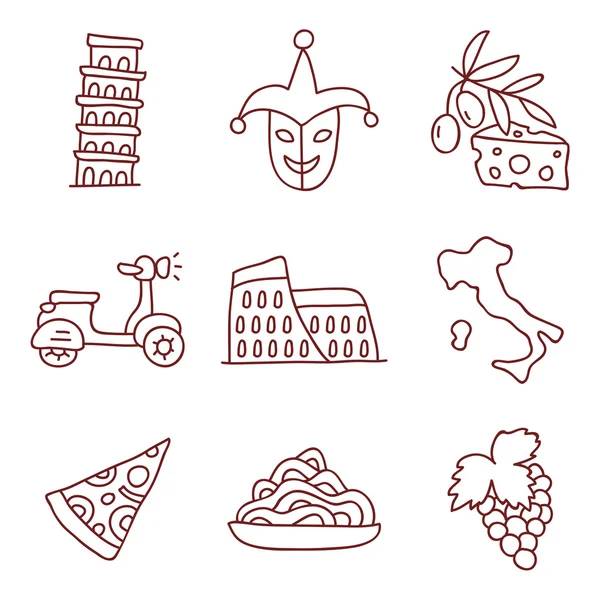 Italy. Vector icons — Stock Vector