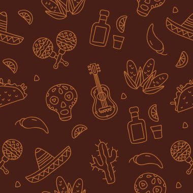 Sorunsuz vektör desen Meksika simgeler