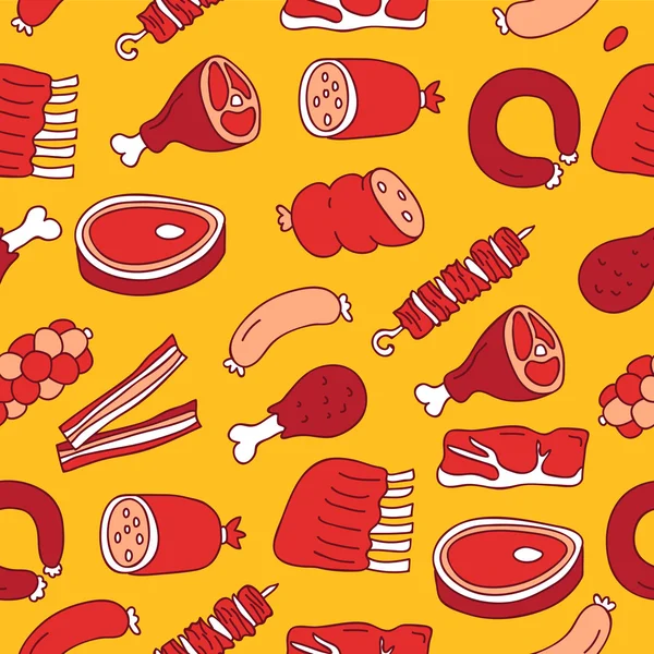 Seamless vector pattern of meat icon — Stock Vector