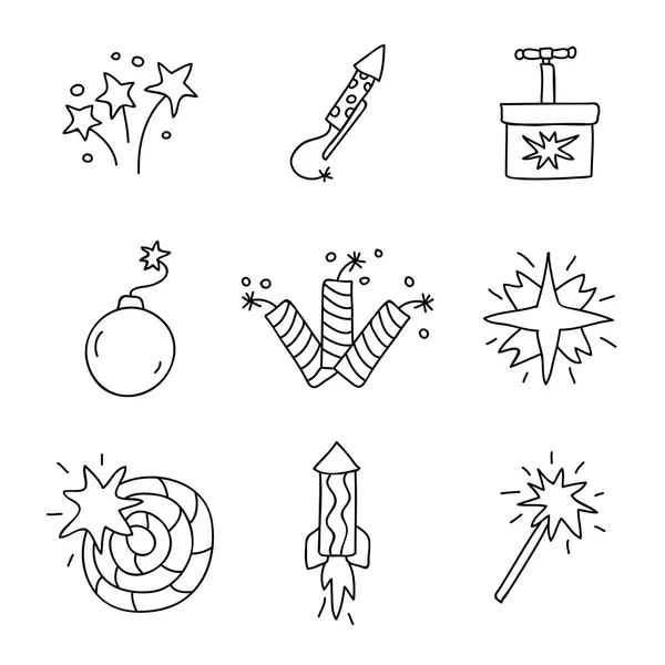 Pirotecnia. Iconos vectoriales — Vector de stock