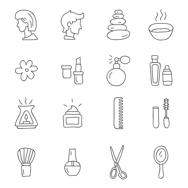 Hairdressing salon. Vector icons on a white background, hand-drawn. — Stock Vector