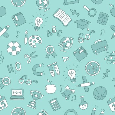 Sorunsuz vektör desen okul simgeler