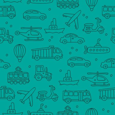 Sorunsuz vektör desen ulaşım simgeler