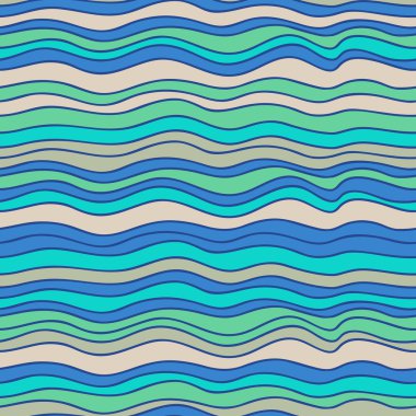 Mavi renklerde dalgaların sorunsuz vektör desen
