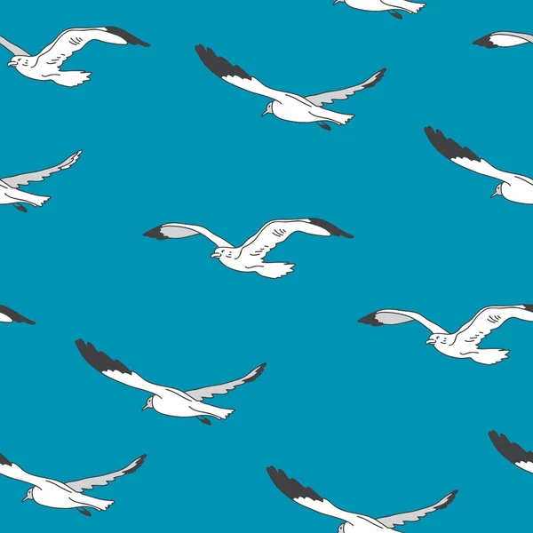 Seamless vector pattern of white gulls — Stock Vector