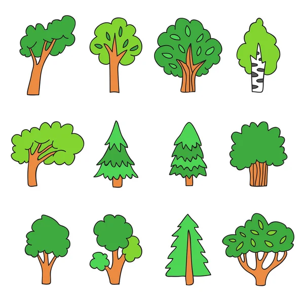 Modèle vectoriel sans couture d'arbres de différentes couleurs — Image vectorielle