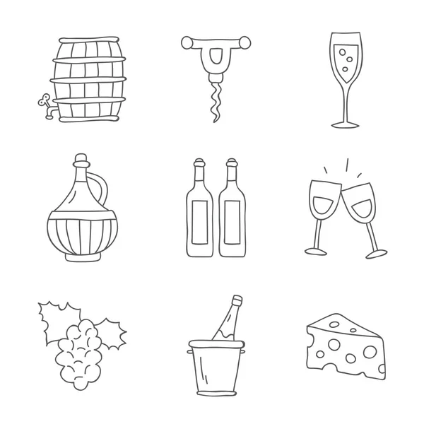 Wijn. Vector iconen — Stockvector