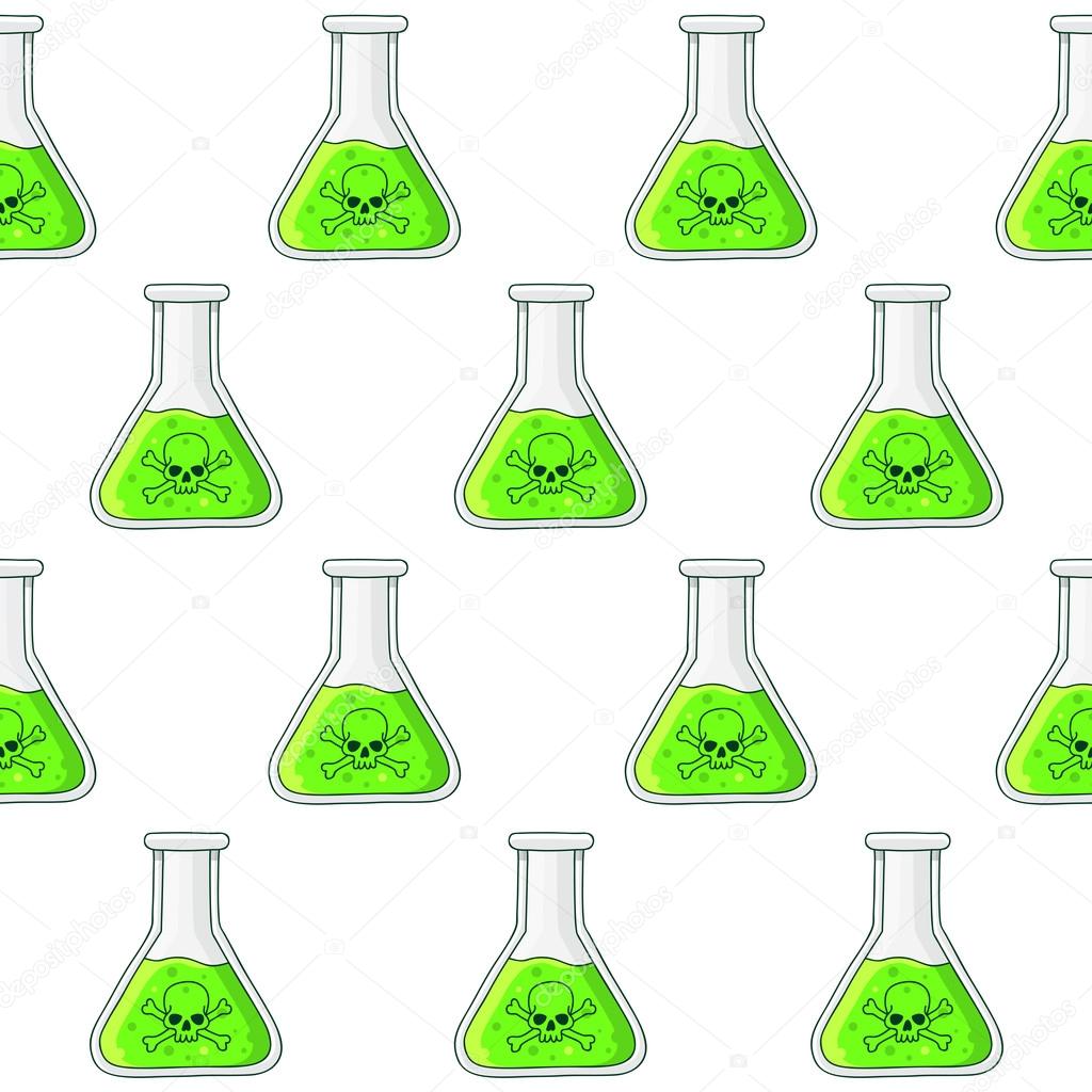 Seamless vector pattern of the flasks of poison