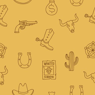 Seamless vector pattern of western icons clipart
