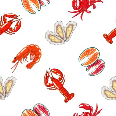 Deniz ürünleri sorunsuz vektör desen