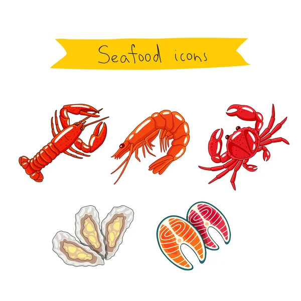 Sea food. Vector icons — Stock Vector