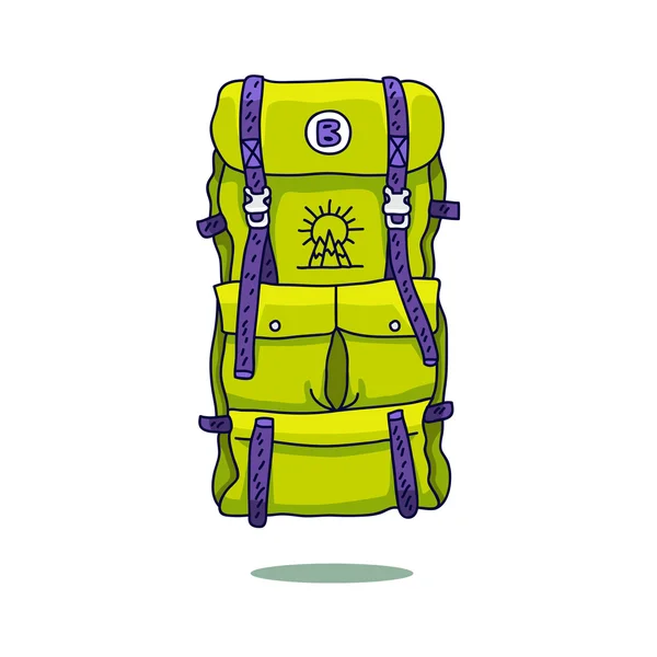 Green tourist backpack — Stock Vector