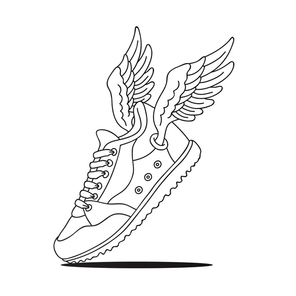 Sneakers met vleugels — Stockvector
