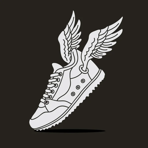 Sneakers met vleugels — Stockvector