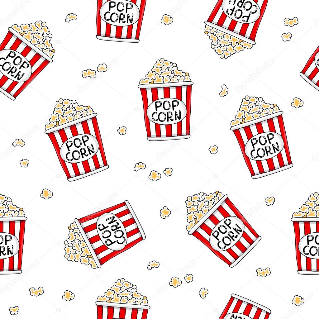 Seamless vector pattern of buckets of popcorn