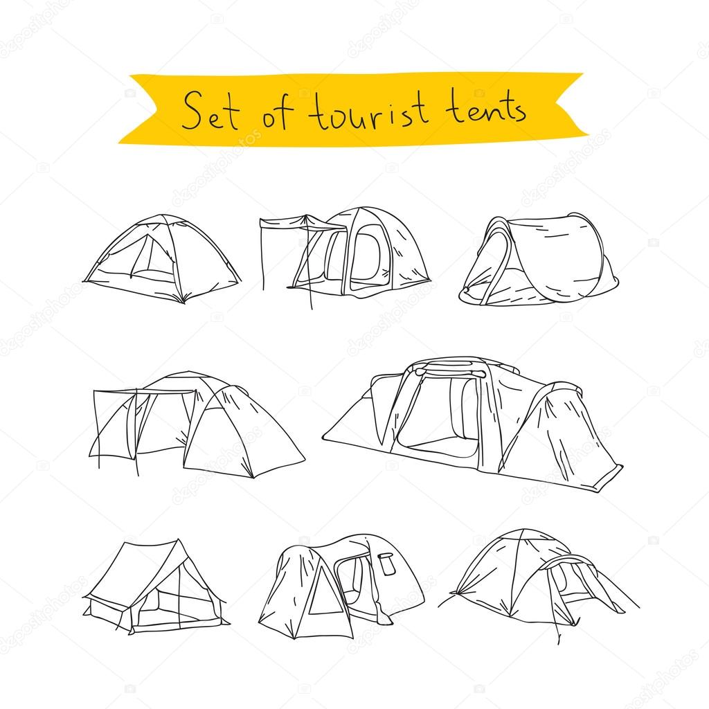 Tourist tent. Vector icons