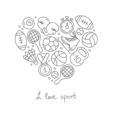 Spor. Simgeleri bir kalp şeklinde