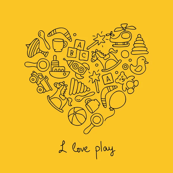 Speelgoed. Pictogrammen in de vorm van een hart — Stockvector