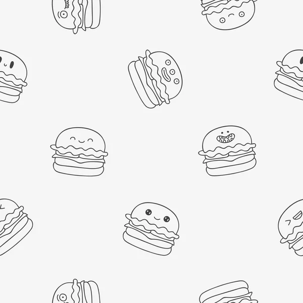 Seamless vector pattern of hamburgers — Stock Vector