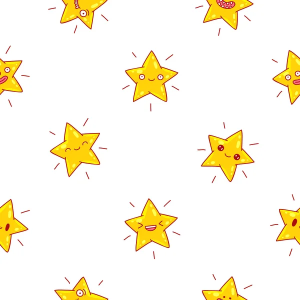 Бесшовный векторный рисунок милых жёлтых звёзд — стоковый вектор