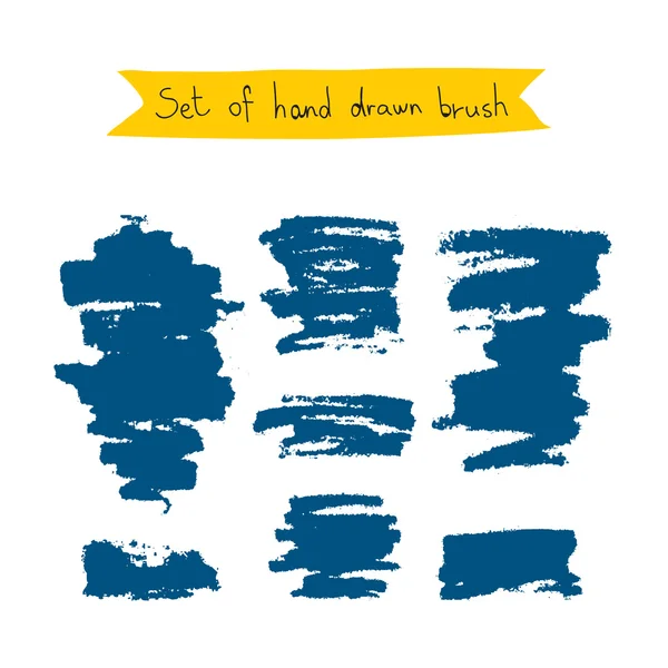 Conjunto de cepillo azul dibujado a mano — Vector de stock
