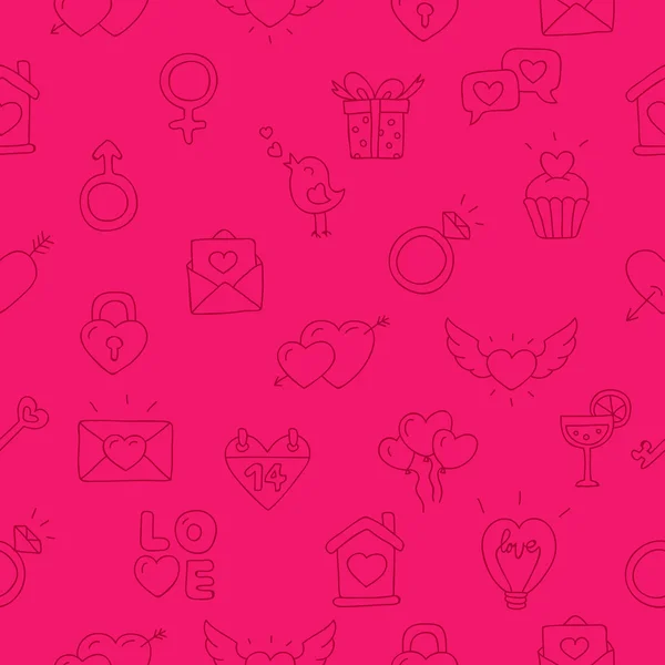 Patrón de vector sin costuras del icono Día de San Valentín — Vector de stock