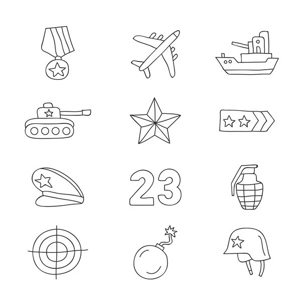 Set of vector icons Fatherland Defender's Day — Stock Vector