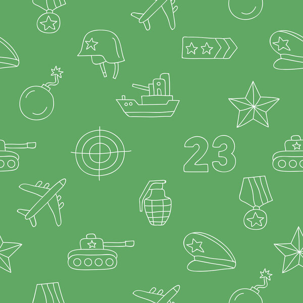 Seamless vector pattern of icon of Fatherland Defender's Day