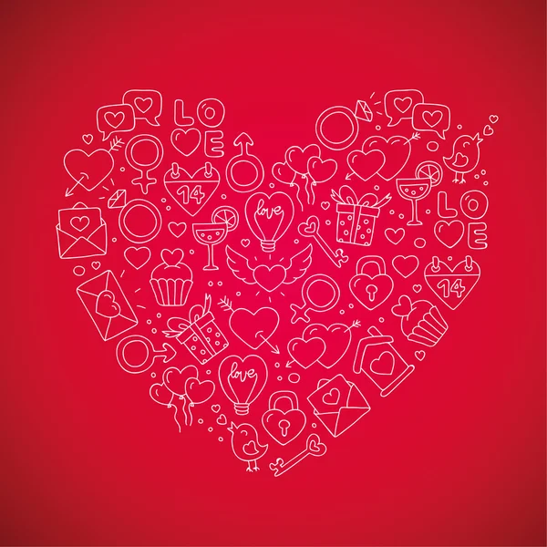 Bellissimo cuore di icone per San Valentino — Vettoriale Stock