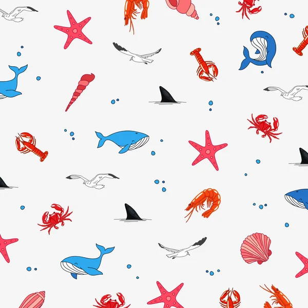 Vector pattern on the theme of marine life — Stock Vector