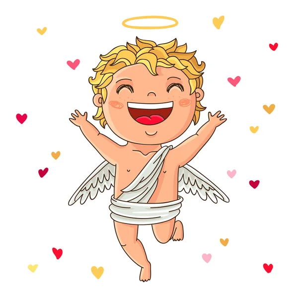 Schattig Cupid. Uitstekende gift card voor Valentijnsdag — Stockvector