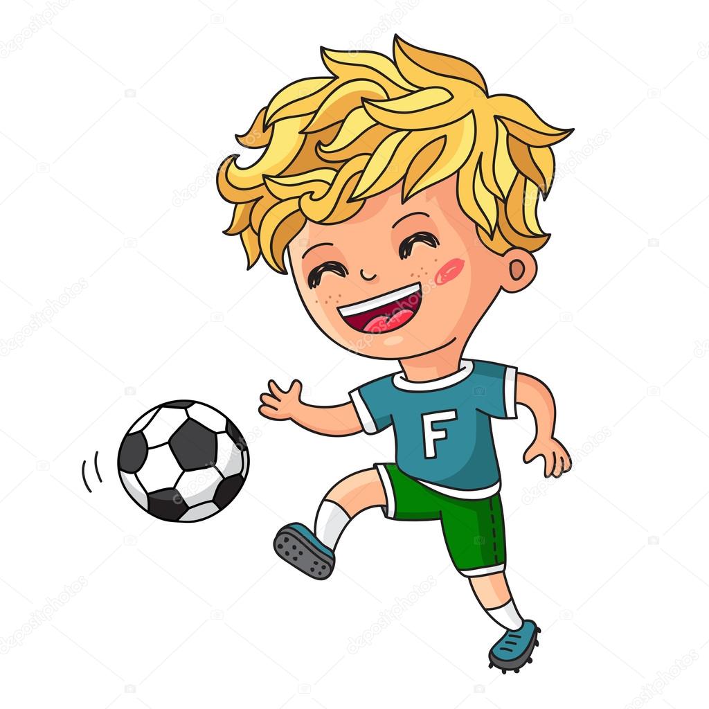 Little boy playing football