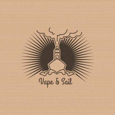 Vaping daire logolu gemi ve karton arka planda GAZLAŞTIRICI